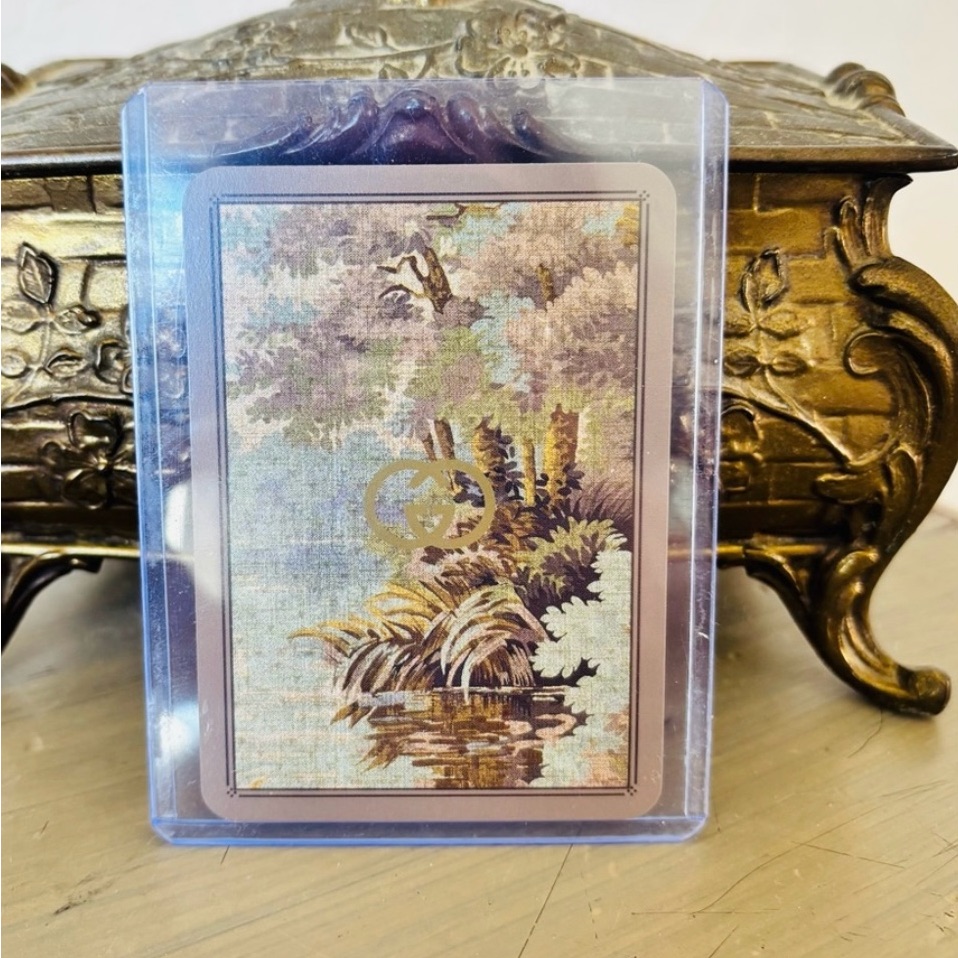 Gucc Decorative Playing Card With Gold Logo Accent - Multicolor
